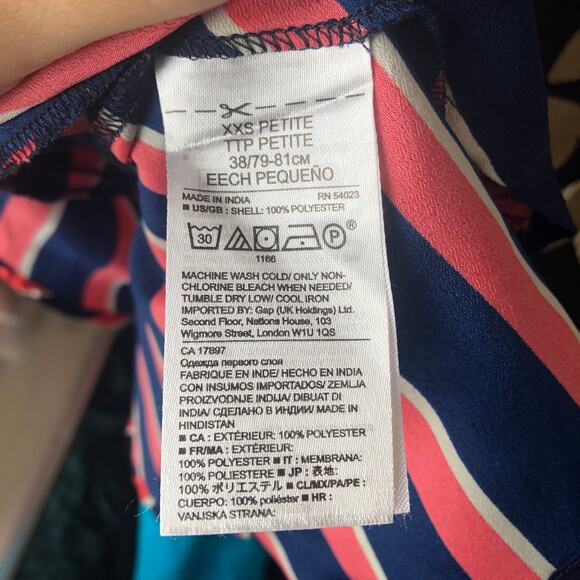 Banana Republic Petite Dark Blue Orange Striped Ruffle Off The Shoulder Blouse - Picture 8 of 8